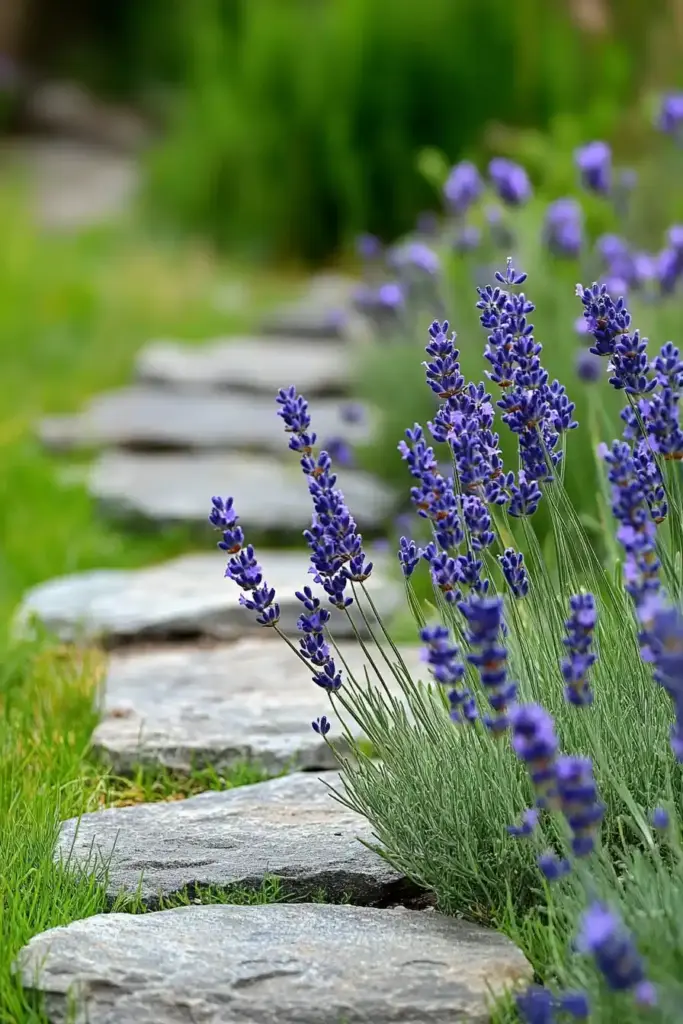 10 Lavender Flower Bed Inspiration: Gorgeous Layouts To Try Lavender and Stone Pathway