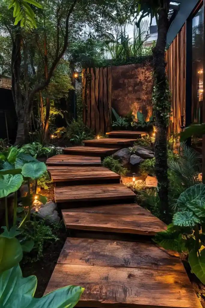 Step by Step: DIY Budget Garden Walkway Projects for the Weekend Gardener 🌳 7. Reclaimed Wood Planks: Rustic & Sustainable