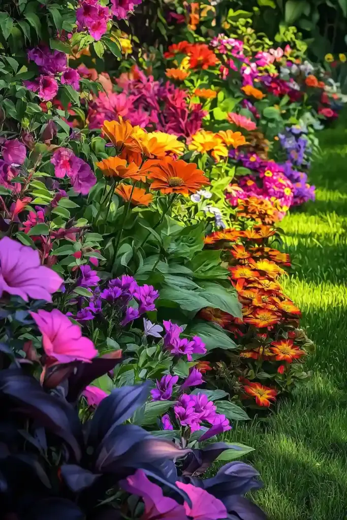 Top Low Maintenance Perennials for an Effortless Backyard Oasis Lush outdoor landscape with diverse perennial plants, demonstrating easy care and year-round color in a modern garden setup.