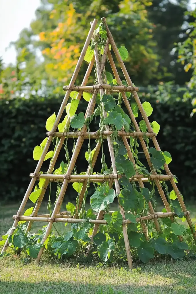 4. Wood Pyramid Cucumber Trellis