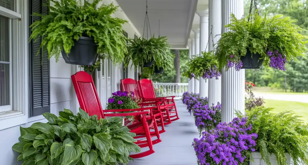 12 Elegant Front Porch Fern Ideas for a Fresh Look 1. Ferns and Blossoms