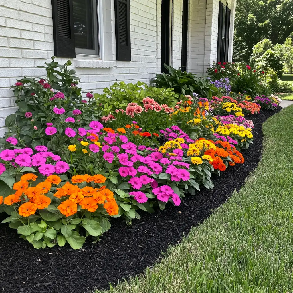 🌼 1. Perennial Border Flower Bed
