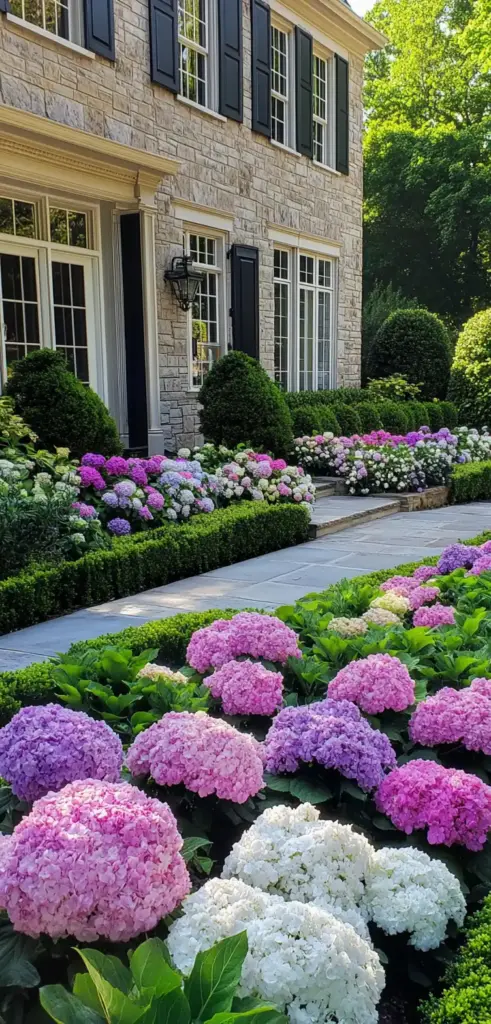 1. Symmetrical Flower Bed Framing the Entryway