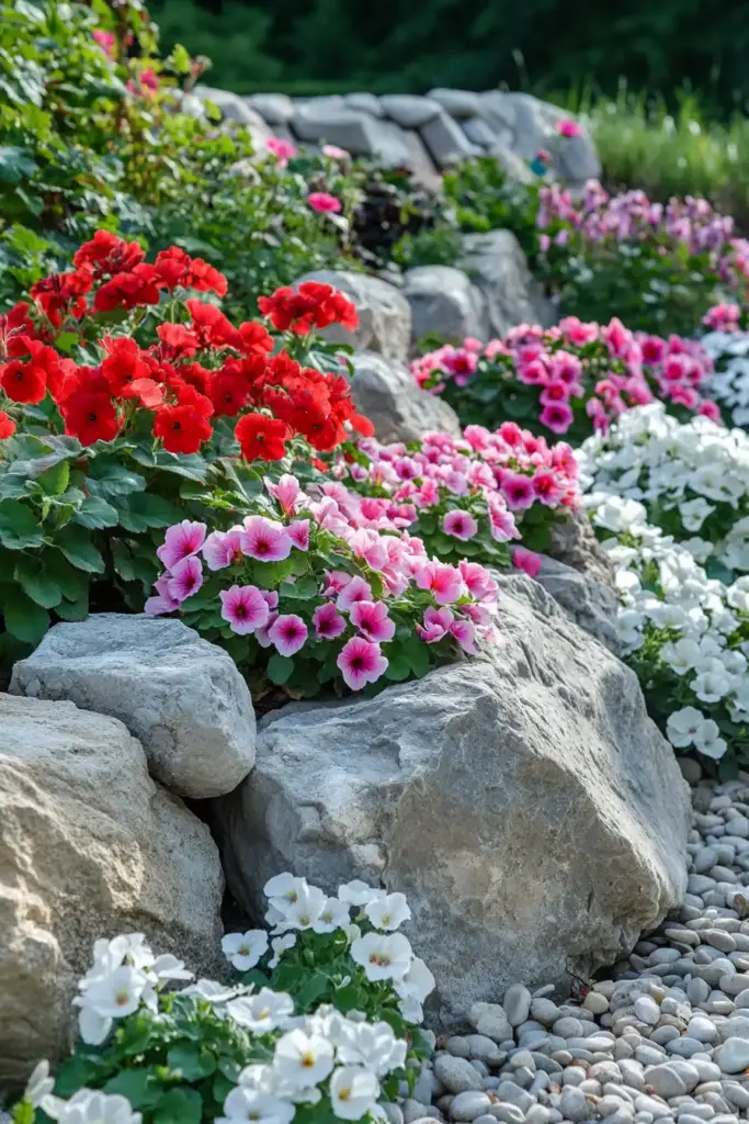 17+ Begonia Flower Bed Ideas 10. Begonias in Rock Gardens: Soft Color Meets Hard Texture