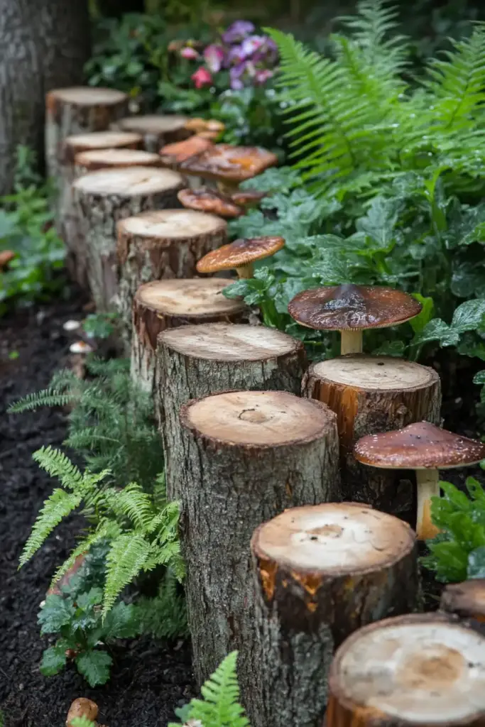 15 Beautiful Ways to Landscape Around Trees (With Rocks, Mulch & More!) 10. Log Edging