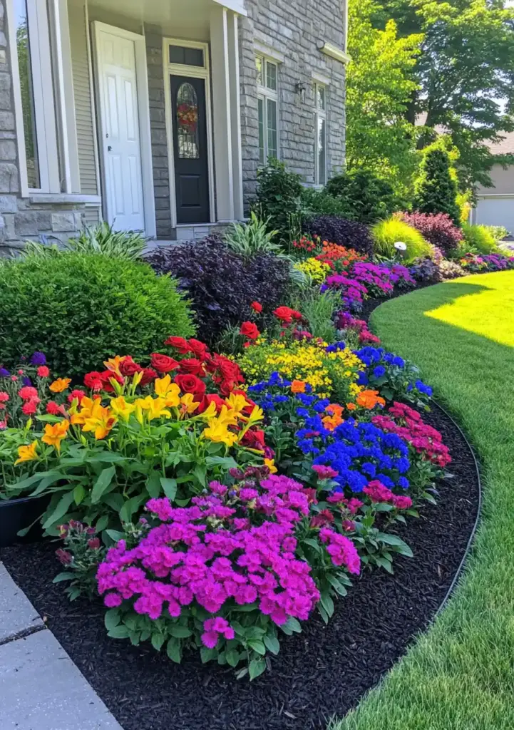 15 Simple Flower Bed Ideas to Transform Your Front Yard 10. Play with Flower Colors