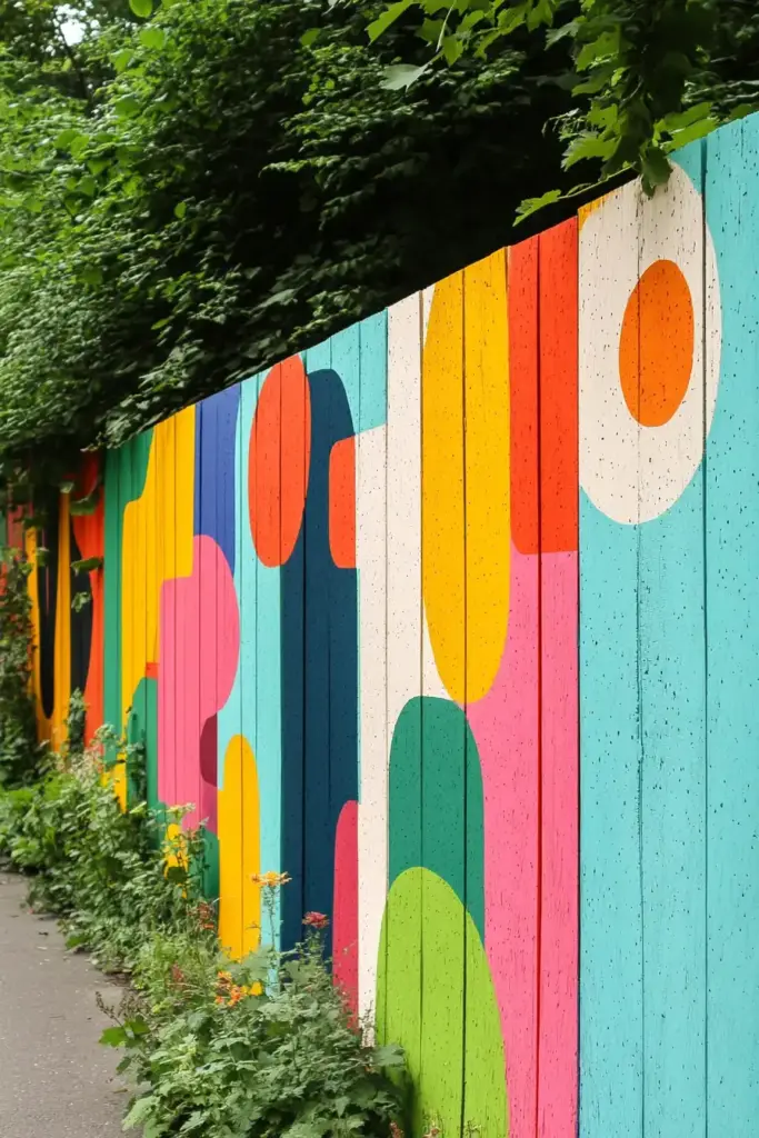 20 Chain Link Fence Privacy Ideas To Cover Them Up! 13. Paint Fence Art for a Personal Touch