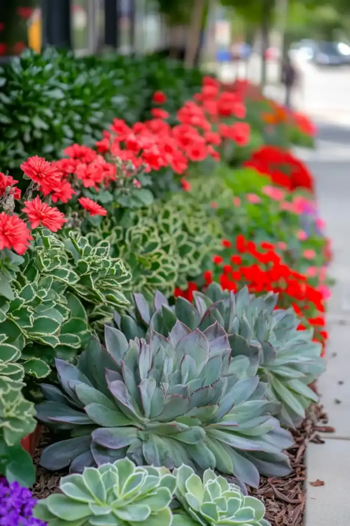 17+ Begonia Flower Bed Ideas 14. Begonias with Succulents: A Bold Blend of Color and Contrast