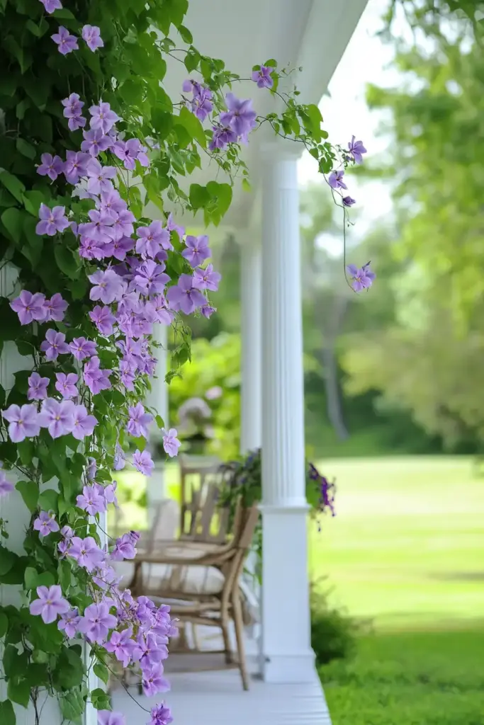 26 Front Porch Landscaping Ideas to Boost Curb Appeal 🌺 15. Trellis or Pergola with Climbing Plants