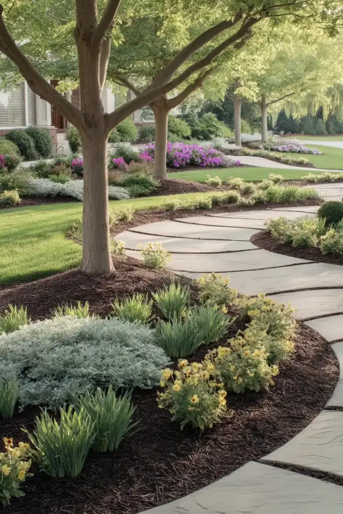 15 Beautiful Ways to Landscape Around Trees (With Rocks, Mulch & More!) 15. Multi-Tree Landscape Bed