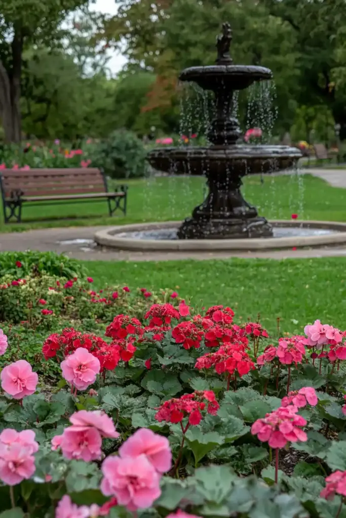 17+ Begonia Flower Bed Ideas 16. Begonias and Water Features: A Serene Splash of Color