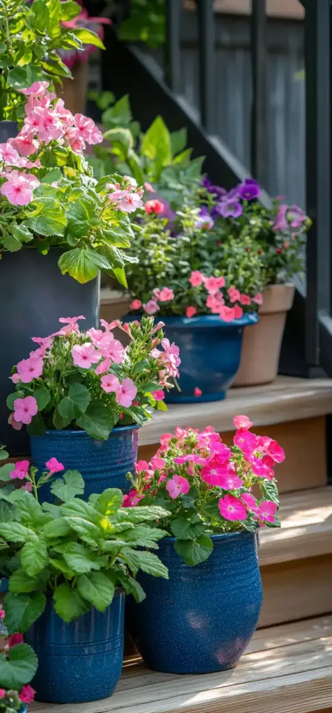16. Container-Integrated Flower Bed Ideas in Front of House