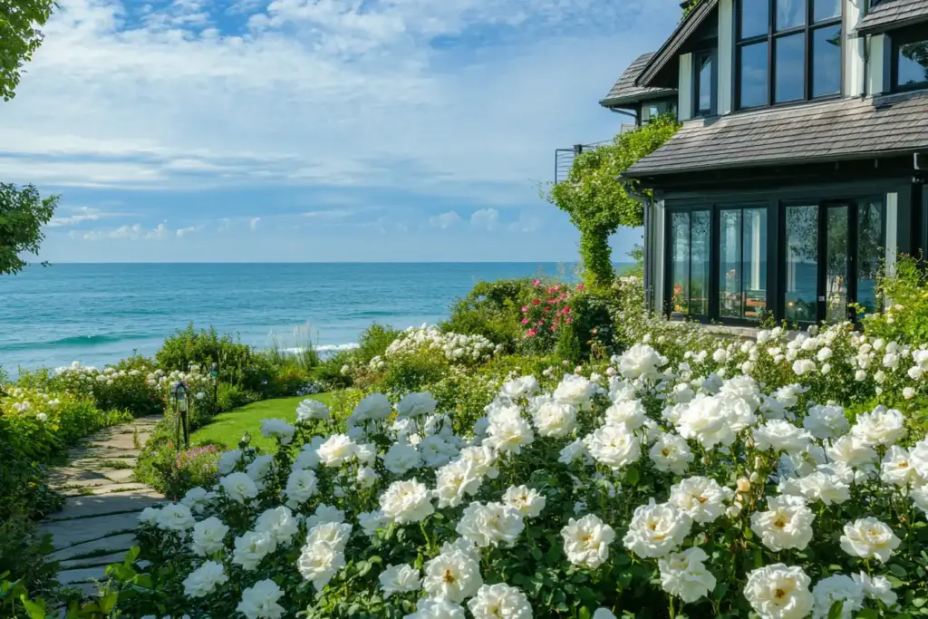 18 Gorgeous Big Flower Gardens for Eye-Catching Outdoor Displays 17. Consider a Monotone Look for Modern Elegance