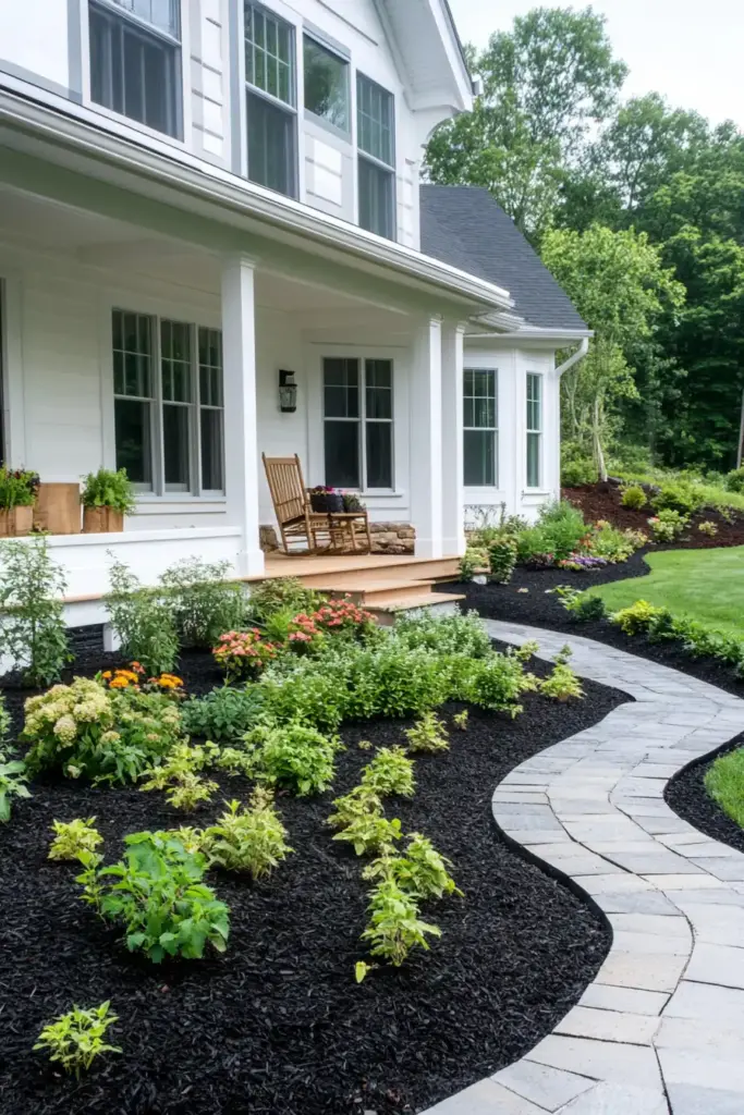 26 Front Porch Landscaping Ideas to Boost Curb Appeal Mulched Garden Beds for a Polished Look