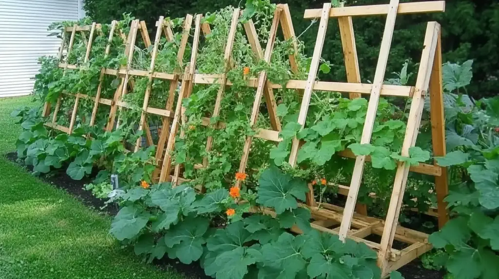 Explore 20 Cucumber Trellis Ideas for a Bountiful Harvest 19. Repurposed Pallet Trellis