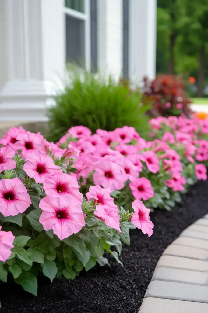 2. Frame Flower Beds with a Red Brick Border