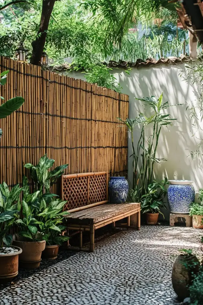 20 Chain Link Fence Privacy Ideas To Cover Them Up! 2. Add Bamboo Rolls for Instant Natural Screening