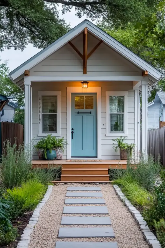 26 Front Porch Landscaping Ideas to Boost Curb Appeal 🪨 2. Charming Pathway with Stepping Stones