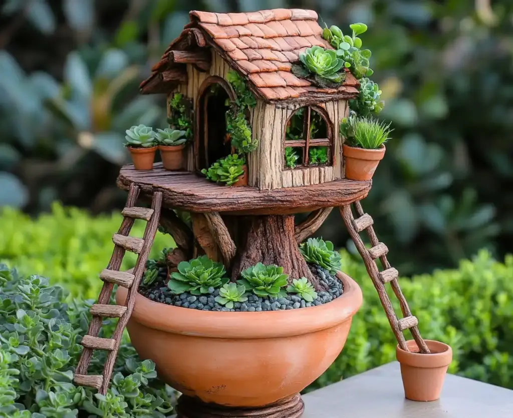 Fairy Treehouse in a Clay Pot