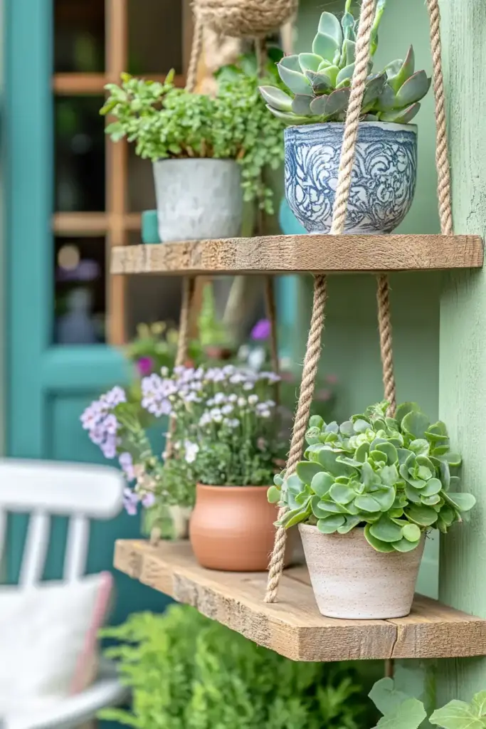 20 Chain Link Fence Privacy Ideas To Cover Them Up! 20. Attach Hanging Shelves for Decor and Coverage