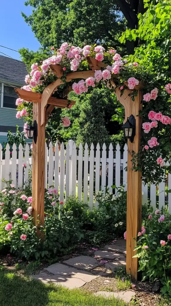 25 Backyard Flower Garden Ideas to Bring Whimsy and Color to Your Outdoor Space 21. Rustic Trellis for Climbing Blooms