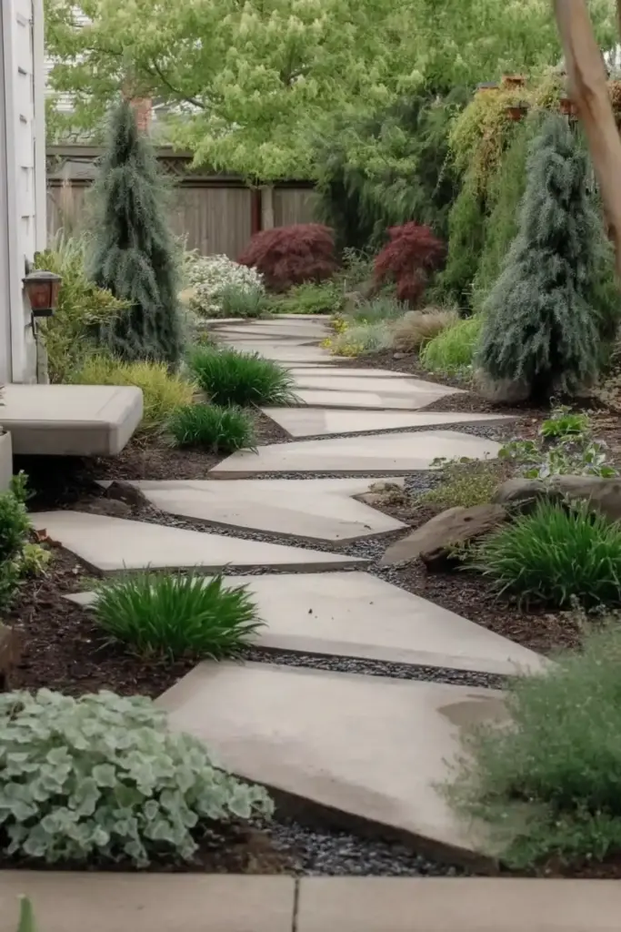 26 Front Porch Landscaping Ideas to Boost Curb Appeal Zig-Zag Pathways for a Modern Twist