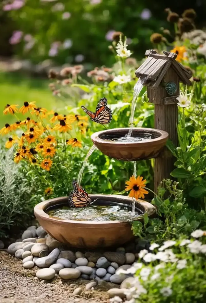 29 Whimsical Garden Ideas for a Dreamy Backyard 26. Pollinator Water Stations