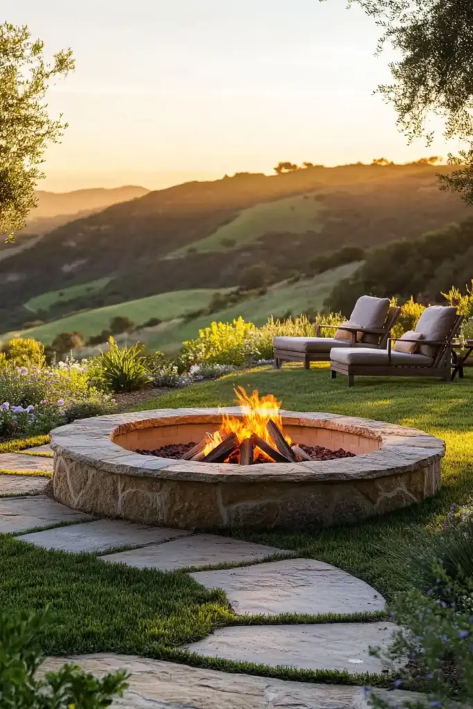 17+ Steep Hill Landscaping Ideas on a Budget 3. Build a Simple Fire Pit
