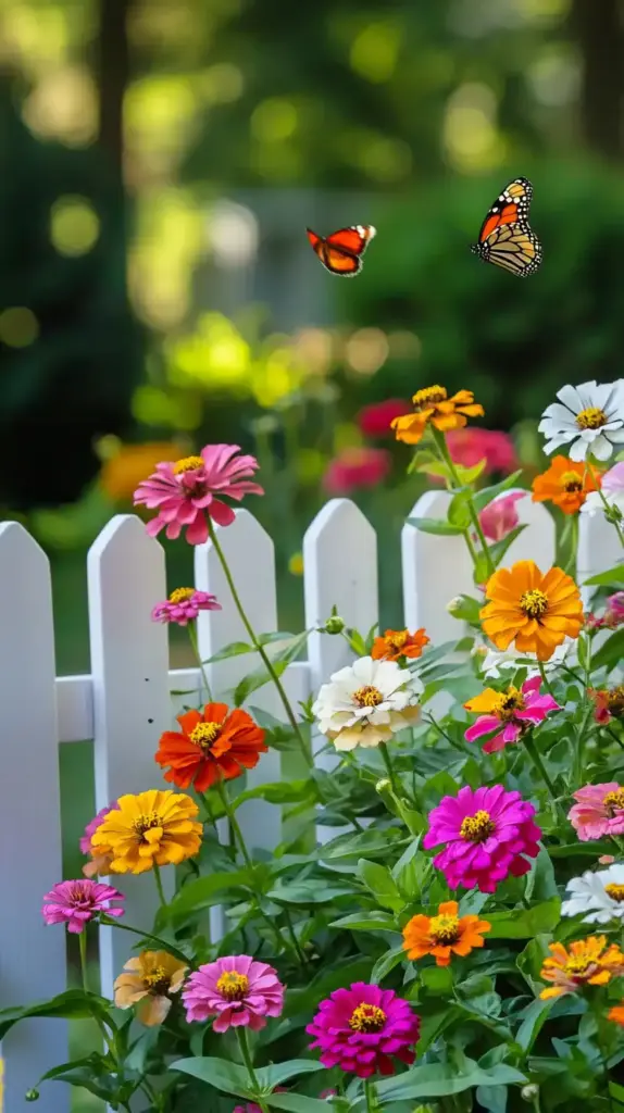 10 Creative Zinnia Garden Along Fence Ideas for a Cozy Yard 3. Creating a Butterfly Paradise Border 🦋🌼