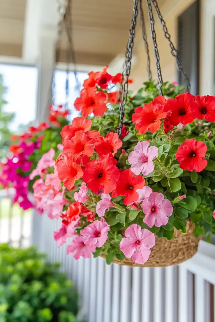 26 Front Porch Landscaping Ideas to Boost Curb Appeal Hanging Flower Baskets for Vertical Interest