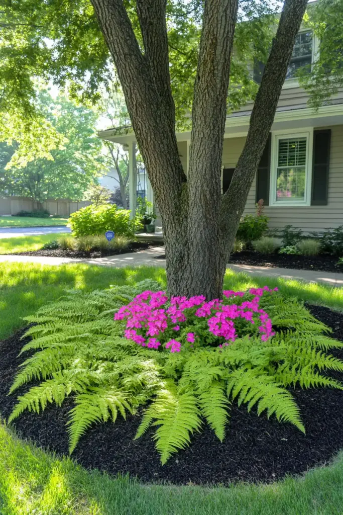 15 Beautiful Ways to Landscape Around Trees (With Rocks, Mulch & More!) 3. Mulch Beds