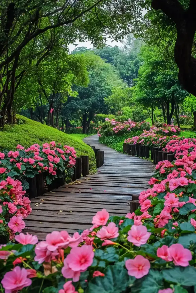 17+ Begonia Flower Bed Ideas 4. Beneath Trees and Shrubs: Layered Beauty with Shade-Loving Begonias
