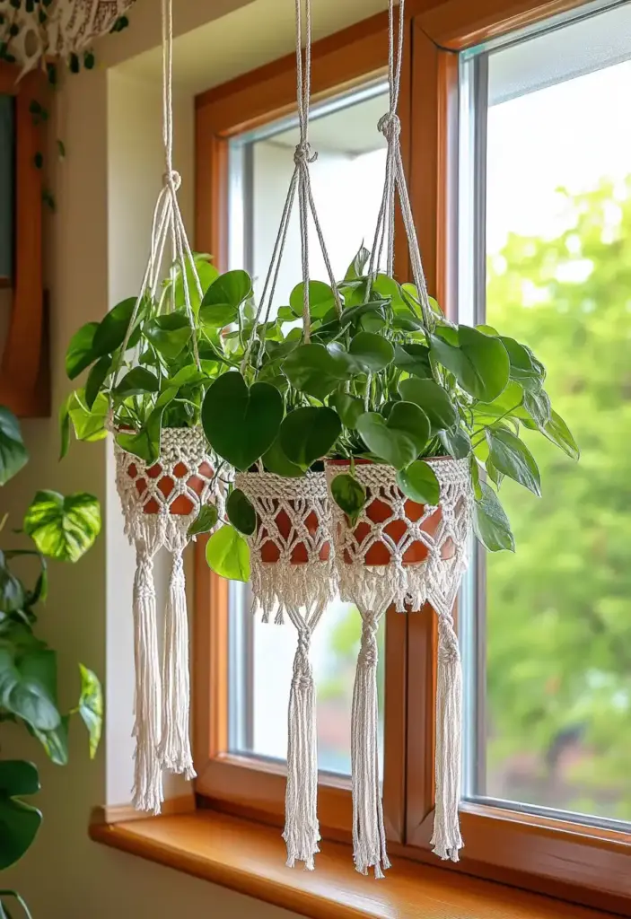 Incorporate Plant Hangers for Vertical Charm