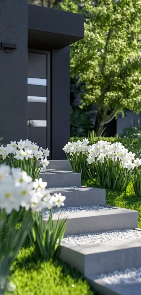 4. Minimalist Monochrome Flower Bed