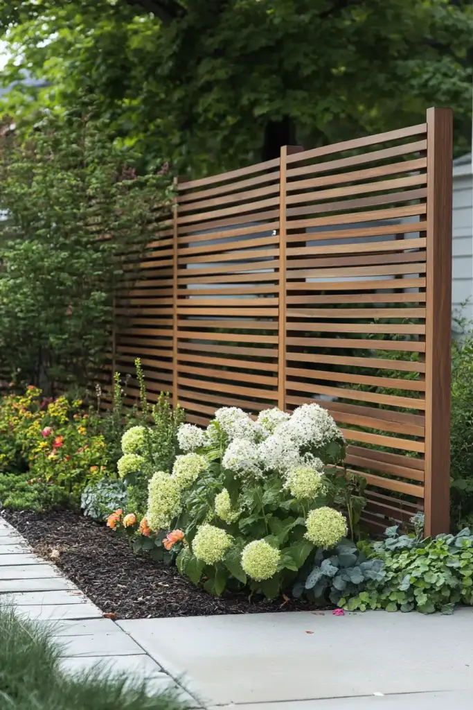 20 Chain Link Fence Privacy Ideas To Cover Them Up! 5. Attach Wooden Slats for a Modern Look