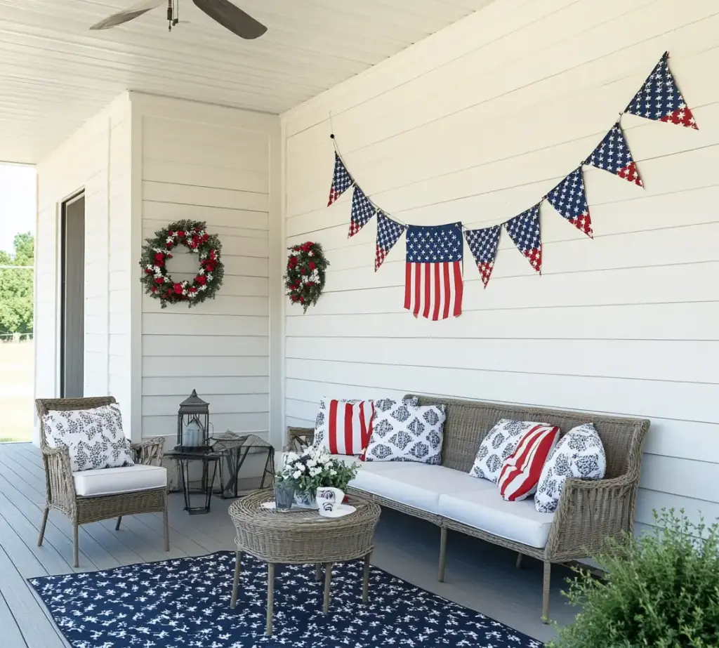 5 Memorial Day Party Decor Ideas for a Patriotic Summer Vibe 5. Add Fabric Wreaths to Doors or Fences