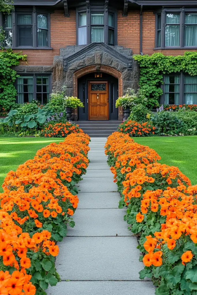 6. Create a Statement Walkway Lined with Flowers