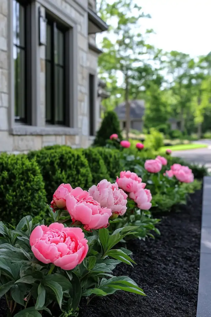 7. Blend Peonies and Shrubs for a Balanced Look