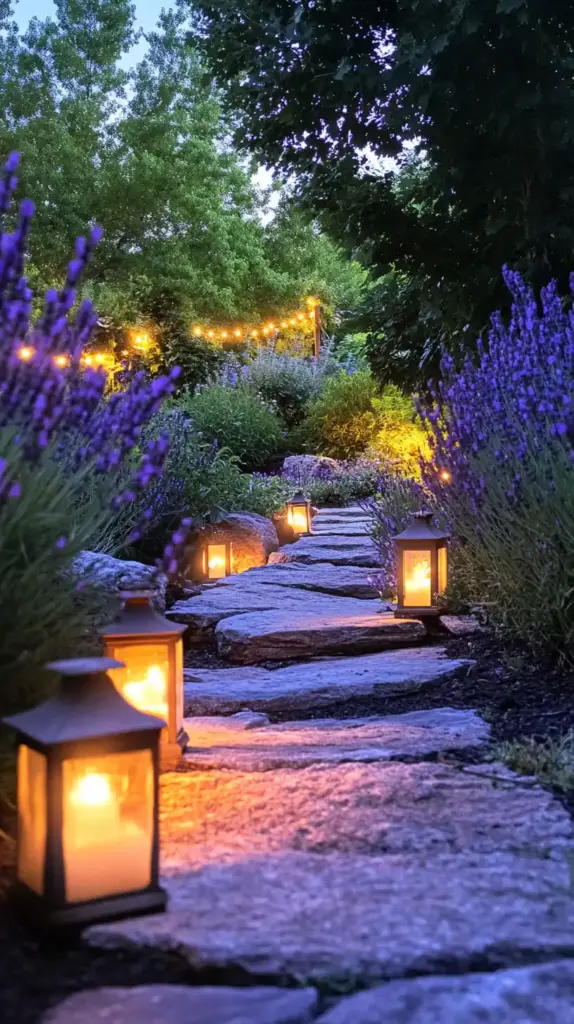 25 Backyard Flower Garden Ideas to Bring Whimsy and Color to Your Outdoor Space 7. Stone Pathway with Bloom Borders