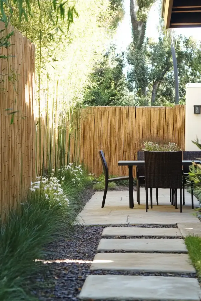 20 Chain Link Fence Privacy Ideas To Cover Them Up! 7. Use Reed or Willow Screens for Rustic Charm