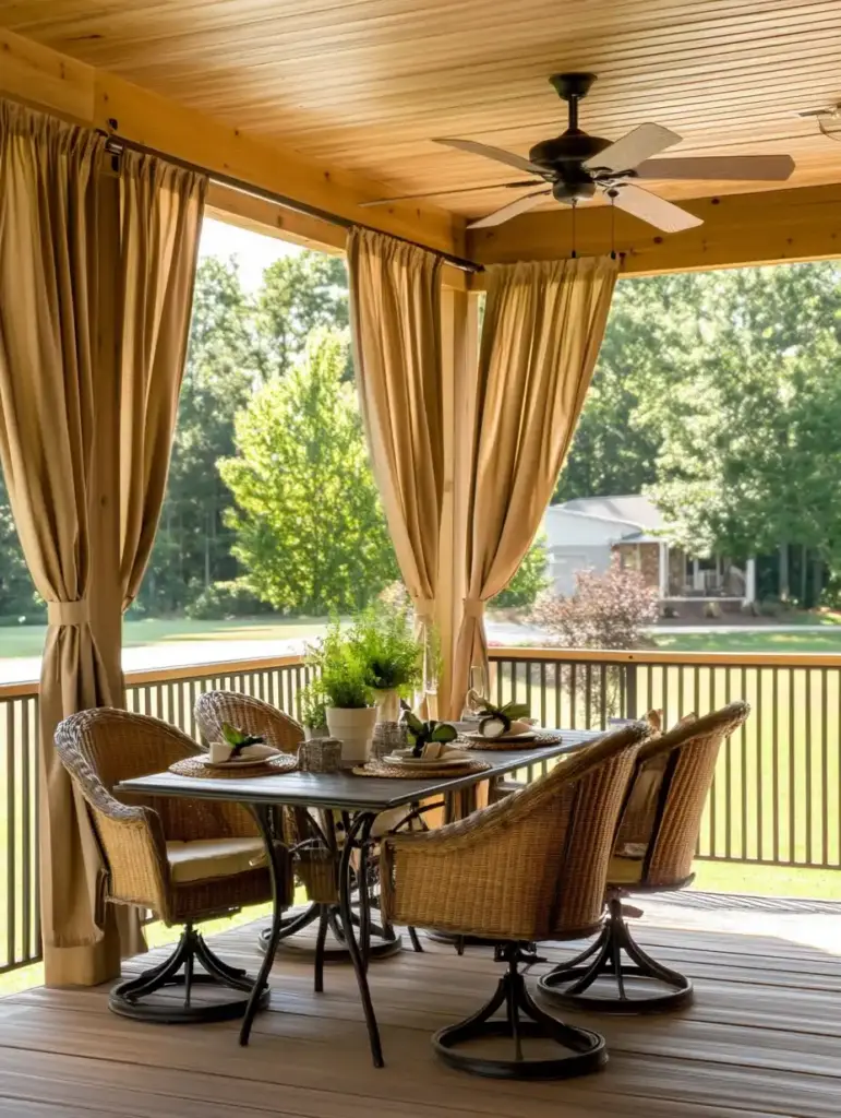 11 Lattice Alternatives Under Decks 8. Fabric Drapes or Canopies