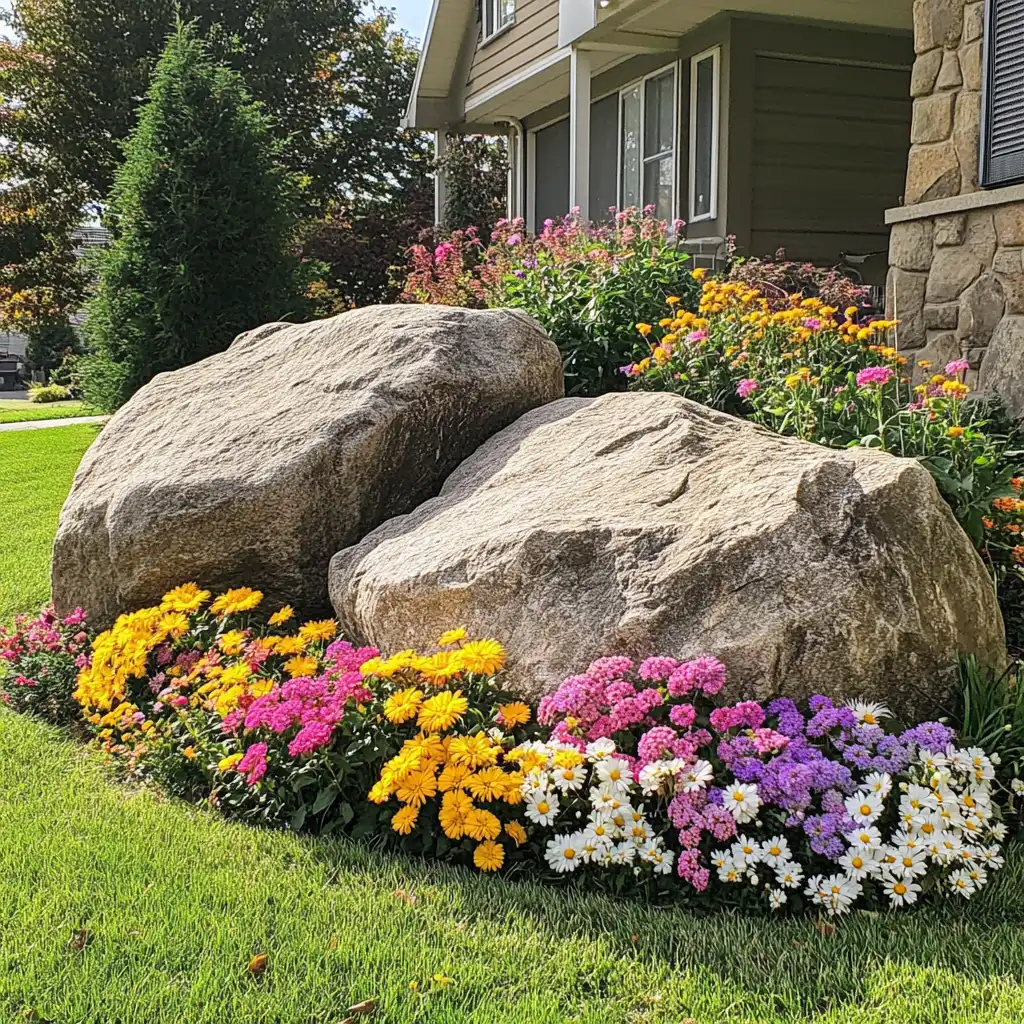 🪨 8. Rock Garden Flower Bed