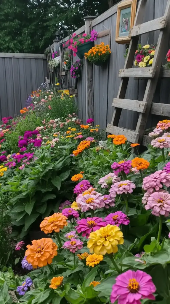 10 Creative Zinnia Garden Along Fence Ideas for a Cozy Yard 9. Creating the Perfect Photography Corner with Zinnias 📸🌸