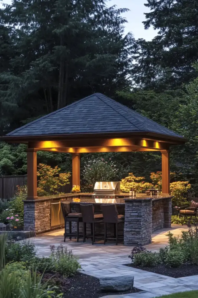 23 Affordable Backyard Renovation Ideas 16. Outdoor Kitchen Island