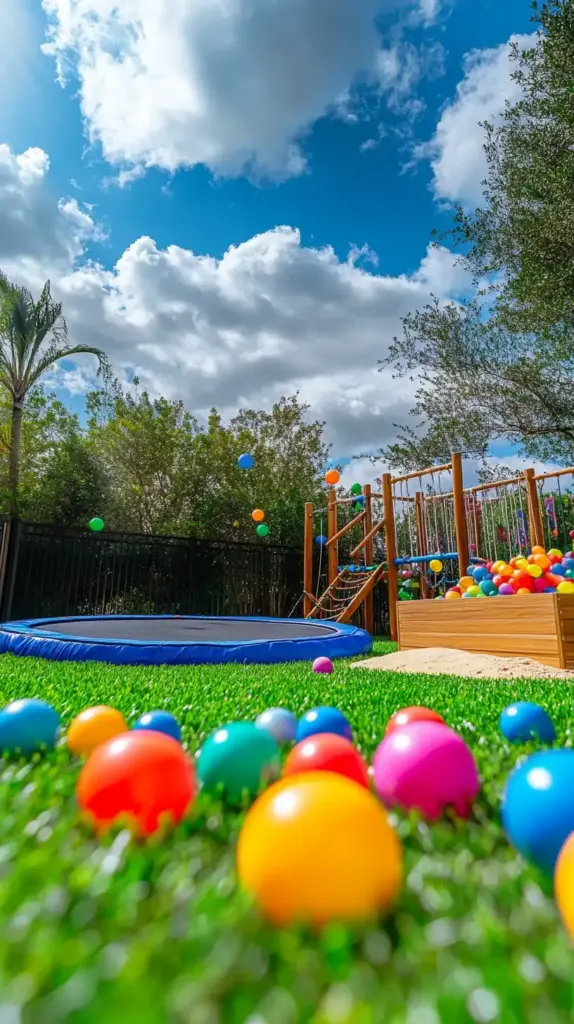 23 Affordable Backyard Renovation Ideas 10. Trampoline or Kids’ Play Area