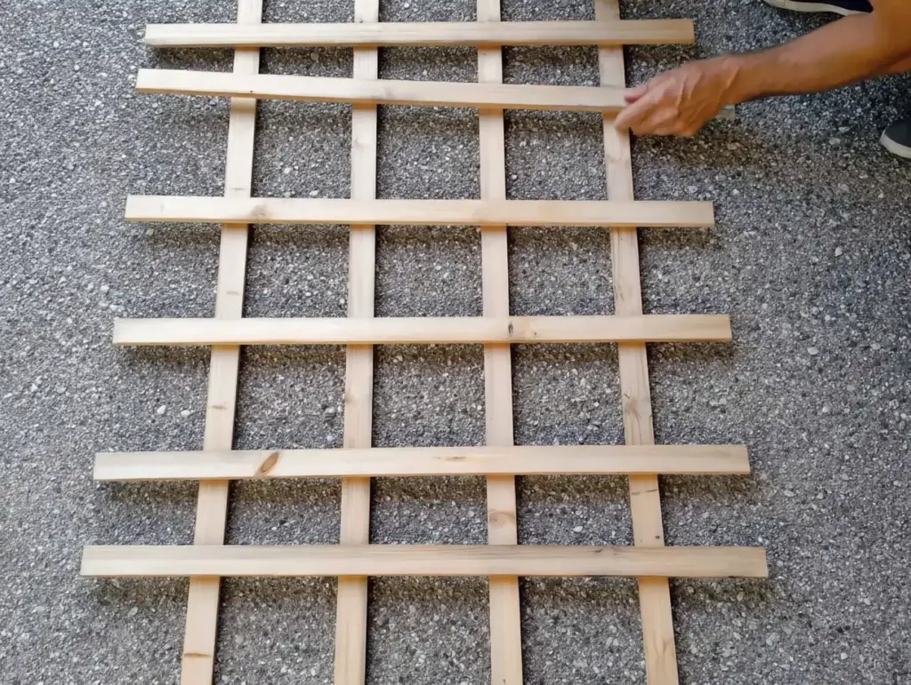 How to Build a Wooden Garden Trellis Lay Out Trellis Pieces