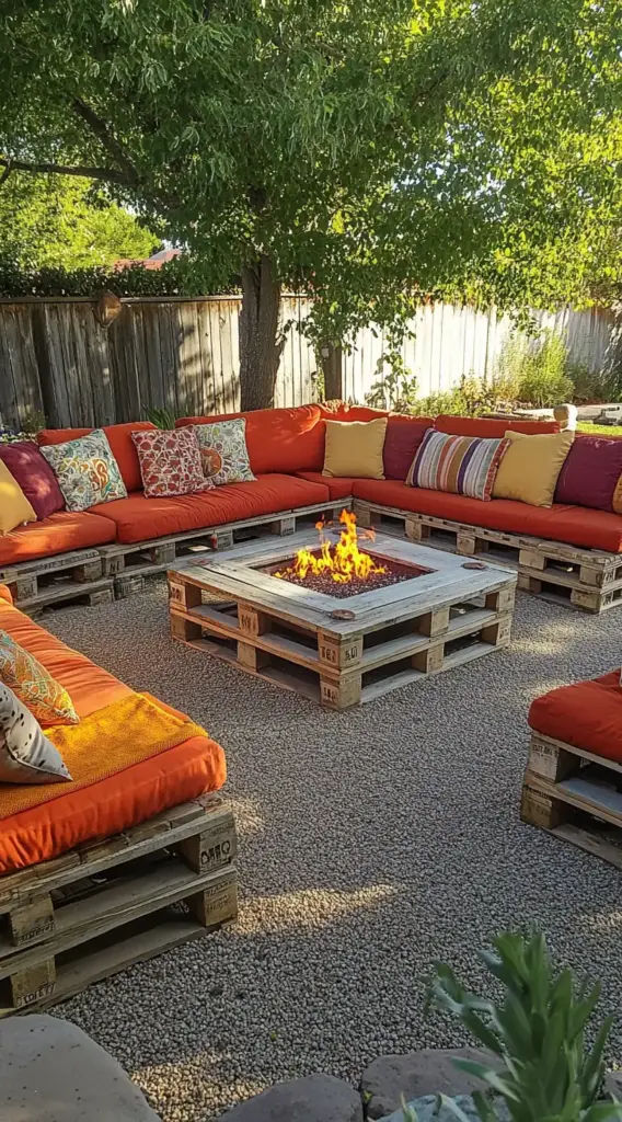DIY Fire Pit with Pallet Seating