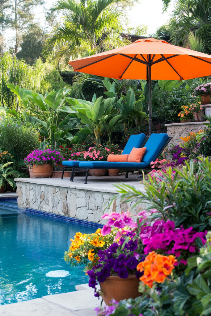 Colorful Planters and Umbrellas