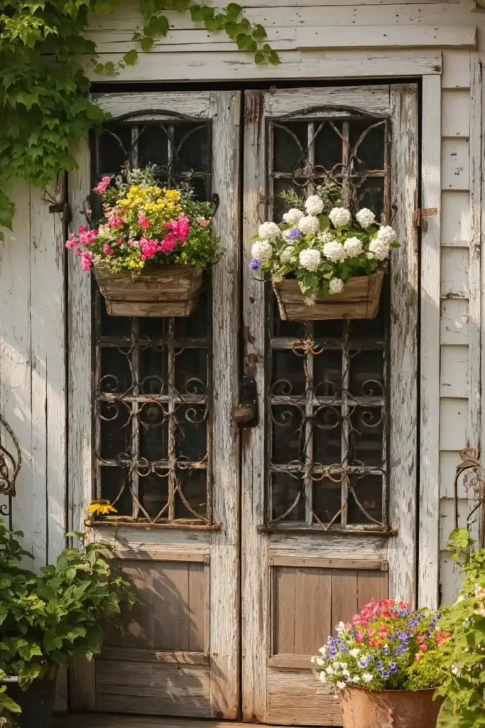 Repurposed Window Gate with Floral Accents