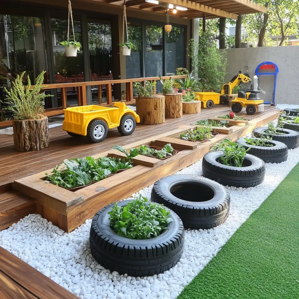 Tire Border for Small Kid Play Place